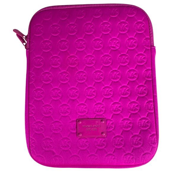 Michael Kors Pink Neoprene iPad Tablet Embossed Logo Case - Picture 1 of 4